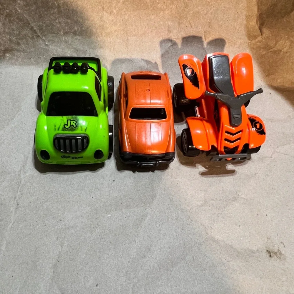 NKOK Small Toy Vehicle Set 3pc Green‎ Baja Truck Orange GT Car ATV 28061